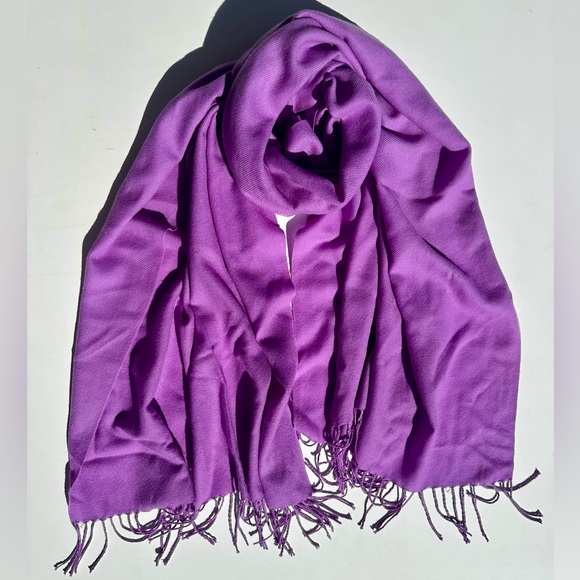 Accessories - 100% Cashmere Elegant Fuchsia Purple Shawl Wrap Scarf, 72”x28.5”